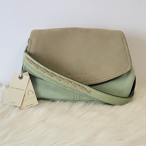 Lucky Brand Lyia leather crossbody bag in seagrass color NEW - Picture 13 of 15